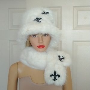 Embellished bucket hat with matching scarf